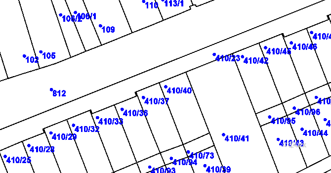 Parcela st. 410/40 v KÚ Znojmo-Louka, Katastrální mapa