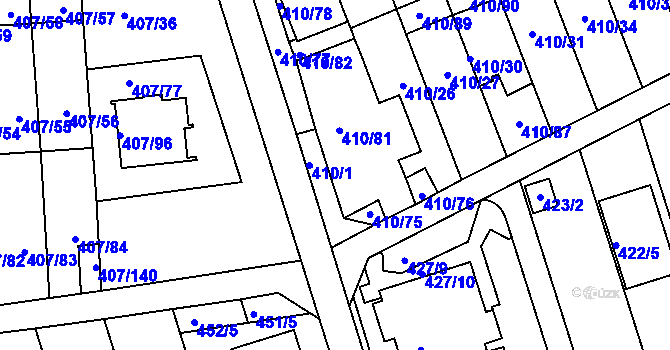 Parcela st. 410/79 v KÚ Znojmo-Louka, Katastrální mapa