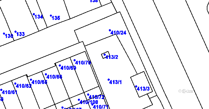 Parcela st. 413/2 v KÚ Znojmo-Louka, Katastrální mapa