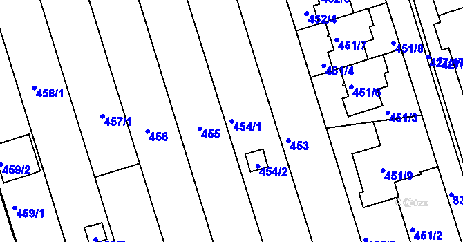 Parcela st. 454/1 v KÚ Znojmo-Louka, Katastrální mapa