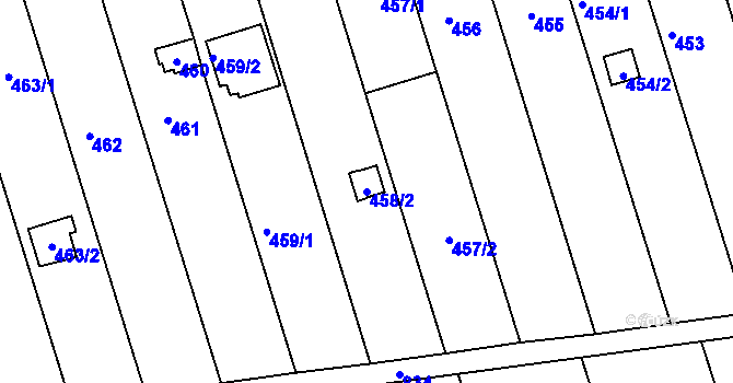 Parcela st. 458/2 v KÚ Znojmo-Louka, Katastrální mapa