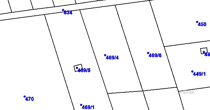 Parcela st. 469/4 v KÚ Znojmo-Louka, Katastrální mapa