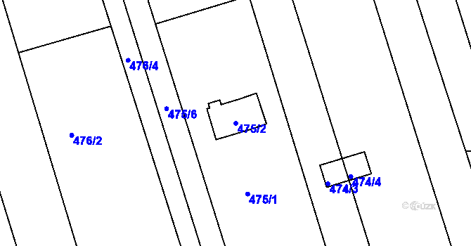 Parcela st. 475/2 v KÚ Znojmo-Louka, Katastrální mapa