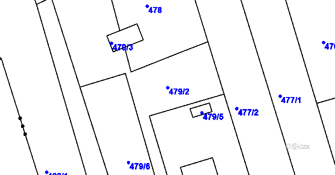Parcela st. 479/2 v KÚ Znojmo-Louka, Katastrální mapa
