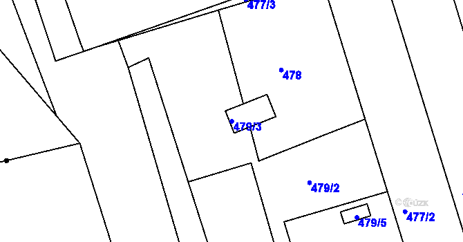 Parcela st. 479/3 v KÚ Znojmo-Louka, Katastrální mapa