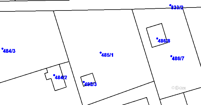 Parcela st. 485/1 v KÚ Znojmo-Louka, Katastrální mapa