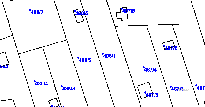 Parcela st. 486/1 v KÚ Znojmo-Louka, Katastrální mapa