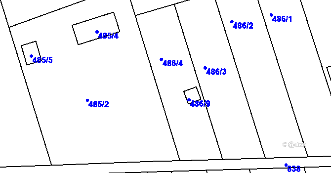 Parcela st. 486/4 v KÚ Znojmo-Louka, Katastrální mapa