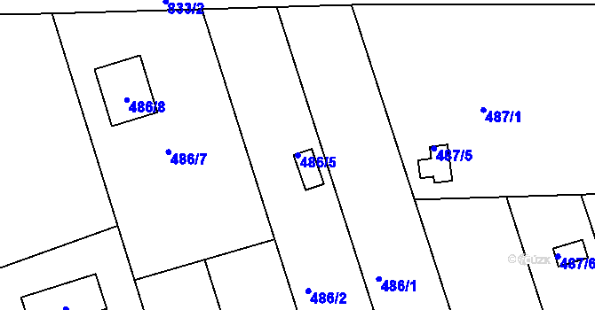 Parcela st. 486/5 v KÚ Znojmo-Louka, Katastrální mapa