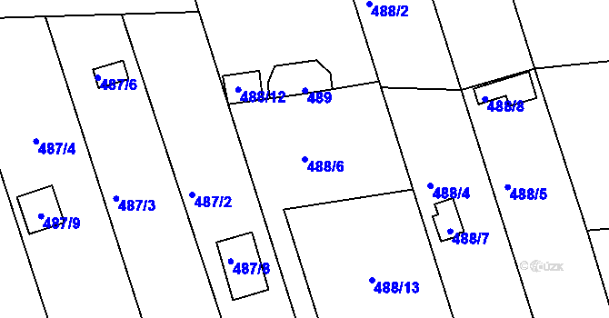 Parcela st. 488/6 v KÚ Znojmo-Louka, Katastrální mapa