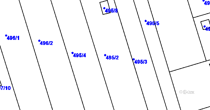 Parcela st. 495/2 v KÚ Znojmo-Louka, Katastrální mapa