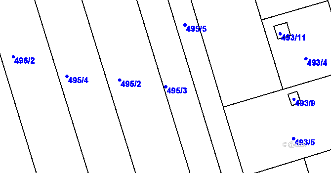 Parcela st. 495/3 v KÚ Znojmo-Louka, Katastrální mapa
