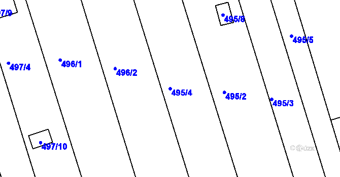 Parcela st. 495/4 v KÚ Znojmo-Louka, Katastrální mapa