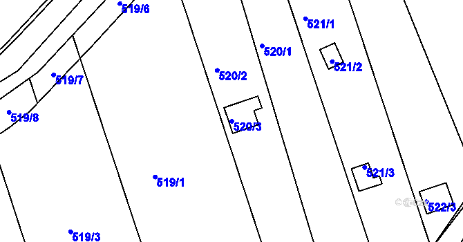 Parcela st. 520/3 v KÚ Znojmo-Louka, Katastrální mapa
