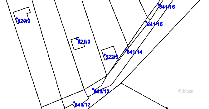 Parcela st. 522/3 v KÚ Znojmo-Louka, Katastrální mapa