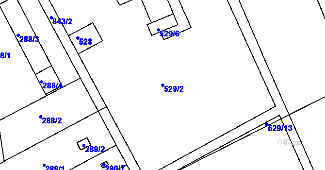 Parcela st. 529/2 v KÚ Znojmo-Louka, Katastrální mapa