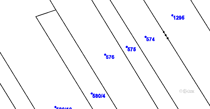 Parcela st. 576 v KÚ Znojmo-Louka, Katastrální mapa