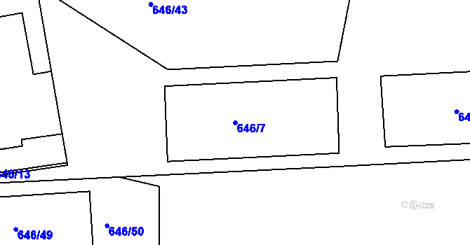 Parcela st. 646/7 v KÚ Znojmo-Louka, Katastrální mapa