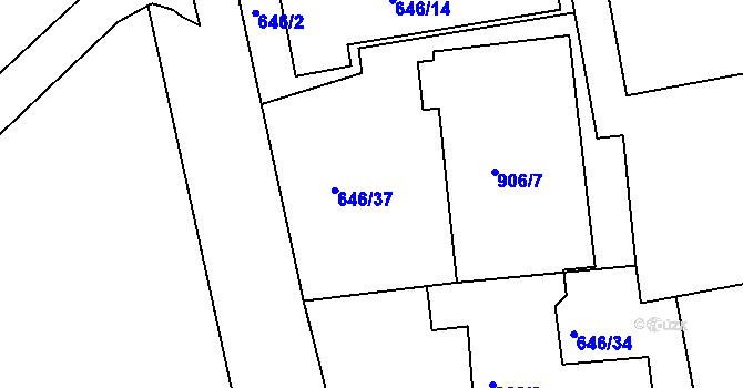 Parcela st. 646/26 v KÚ Znojmo-Louka, Katastrální mapa