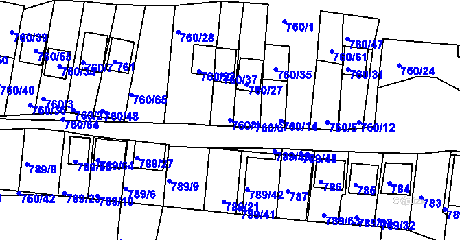 Parcela st. 760/4 v KÚ Znojmo-Louka, Katastrální mapa