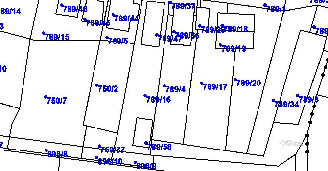 Parcela st. 789/4 v KÚ Znojmo-Louka, Katastrální mapa