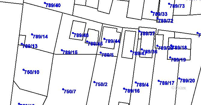 Parcela st. 789/5 v KÚ Znojmo-Louka, Katastrální mapa