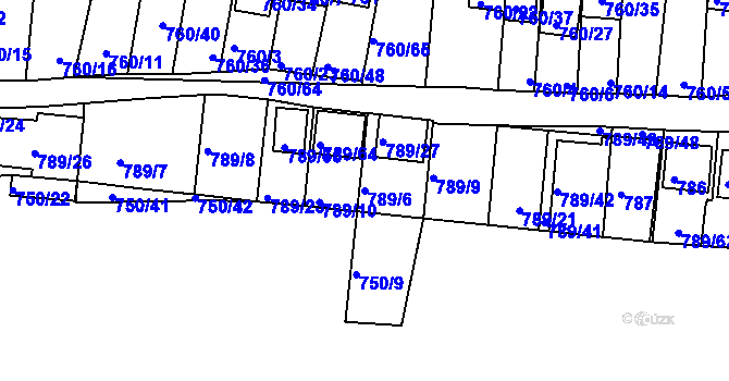 Parcela st. 789/6 v KÚ Znojmo-Louka, Katastrální mapa
