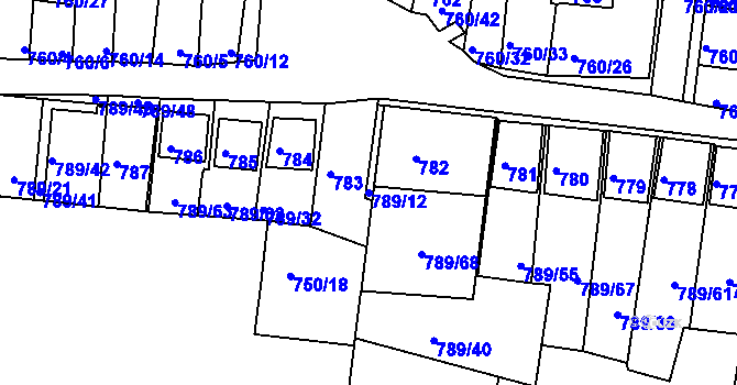 Parcela st. 789/12 v KÚ Znojmo-Louka, Katastrální mapa