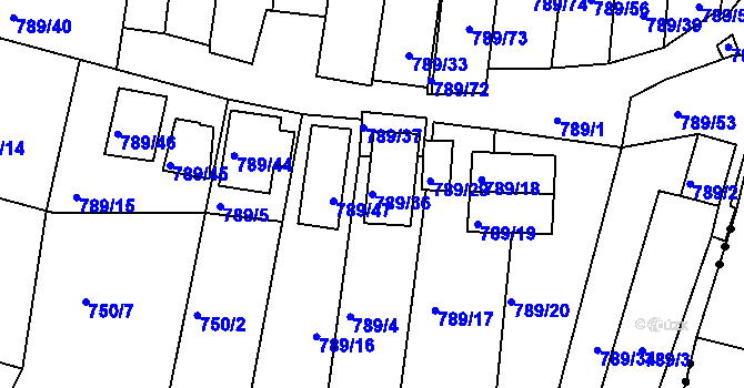 Parcela st. 789/36 v KÚ Znojmo-Louka, Katastrální mapa