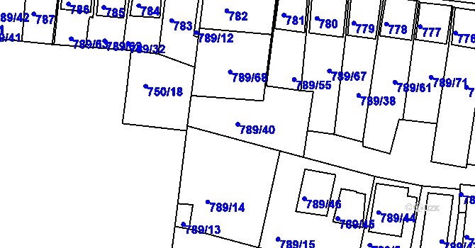 Parcela st. 789/40 v KÚ Znojmo-Louka, Katastrální mapa