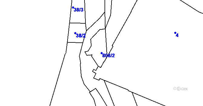 Parcela st. 808/2 v KÚ Znojmo-Louka, Katastrální mapa