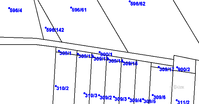 Parcela st. 900/1 v KÚ Znojmo-Louka, Katastrální mapa