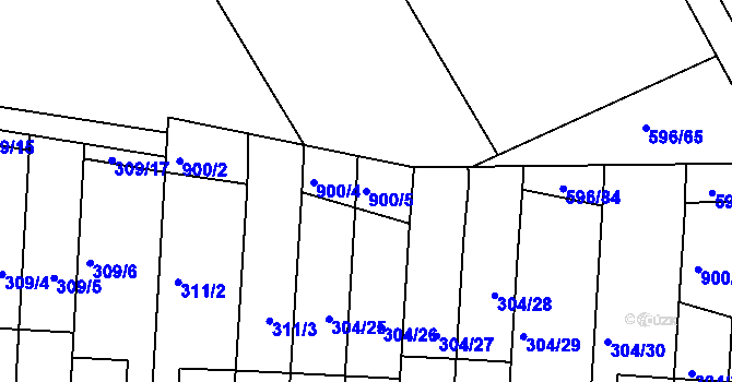 Parcela st. 900/5 v KÚ Znojmo-Louka, Katastrální mapa