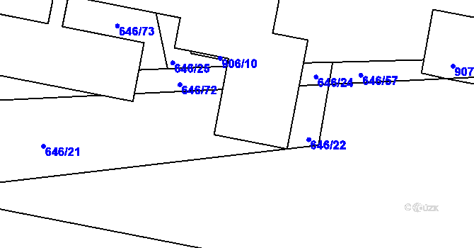 Parcela st. 906/5 v KÚ Znojmo-Louka, Katastrální mapa