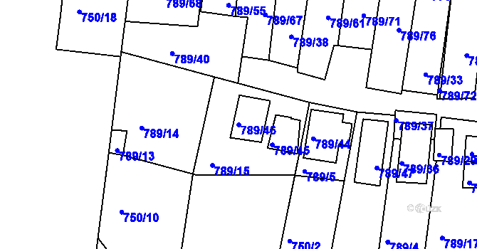 Parcela st. 789/46 v KÚ Znojmo-Louka, Katastrální mapa