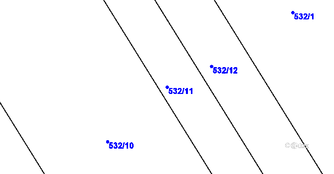 Parcela st. 532/11 v KÚ Znojmo-Louka, Katastrální mapa