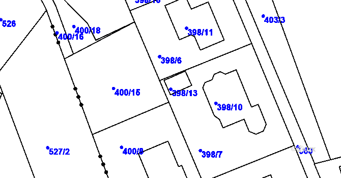 Parcela st. 398/13 v KÚ Znojmo-Louka, Katastrální mapa