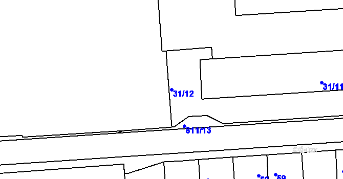 Parcela st. 31/12 v KÚ Znojmo-Louka, Katastrální mapa