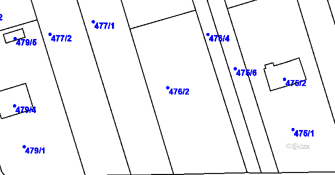 Parcela st. 476/2 v KÚ Znojmo-Louka, Katastrální mapa