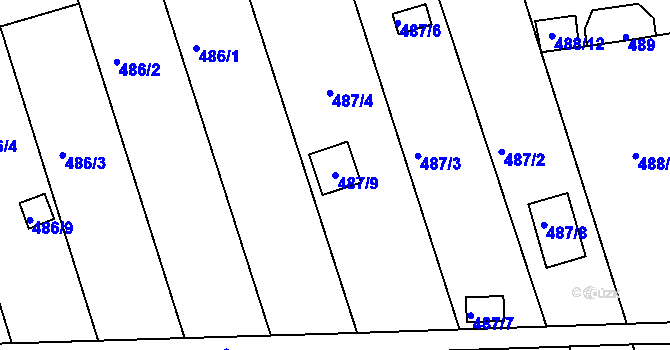 Parcela st. 487/9 v KÚ Znojmo-Louka, Katastrální mapa