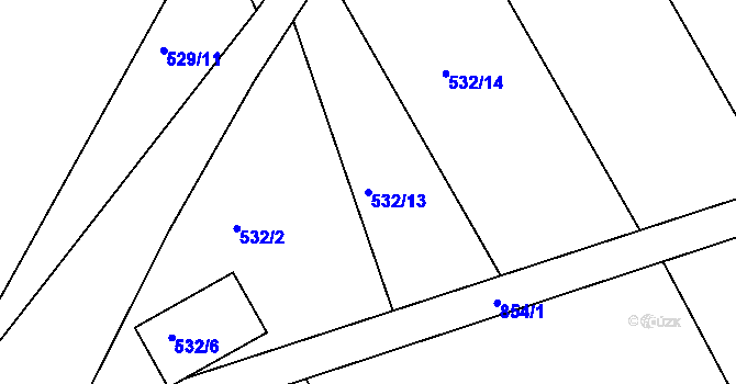 Parcela st. 532/13 v KÚ Znojmo-Louka, Katastrální mapa