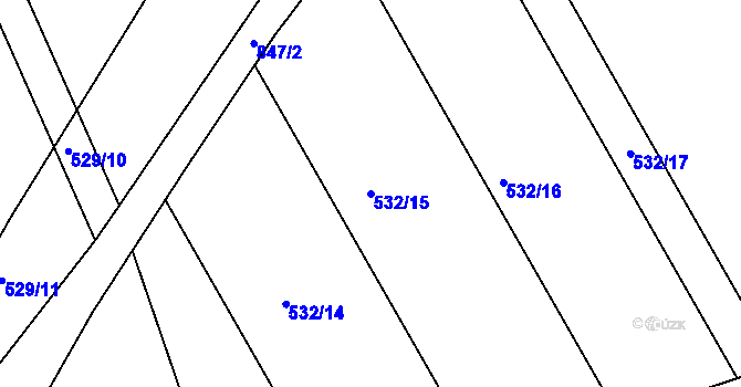 Parcela st. 532/15 v KÚ Znojmo-Louka, Katastrální mapa