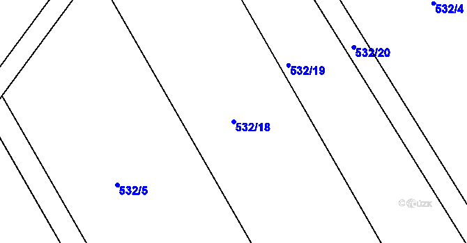 Parcela st. 532/18 v KÚ Znojmo-Louka, Katastrální mapa