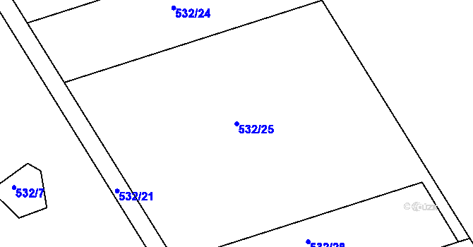 Parcela st. 532/25 v KÚ Znojmo-Louka, Katastrální mapa