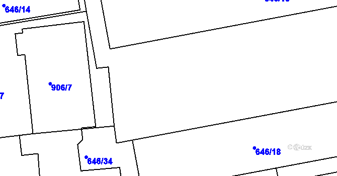Parcela st. 646/54 v KÚ Znojmo-Louka, Katastrální mapa