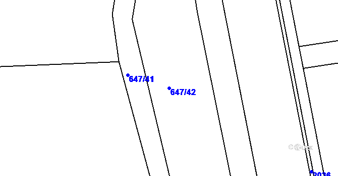 Parcela st. 647/42 v KÚ Znojmo-Louka, Katastrální mapa