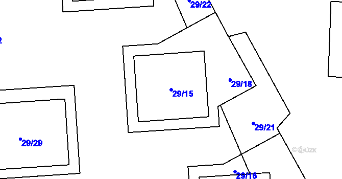 Parcela st. 29/15 v KÚ Znojmo-Louka, Katastrální mapa