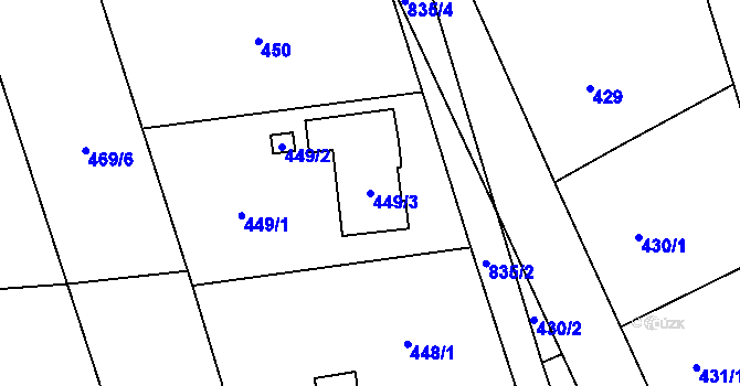 Parcela st. 449/3 v KÚ Znojmo-Louka, Katastrální mapa