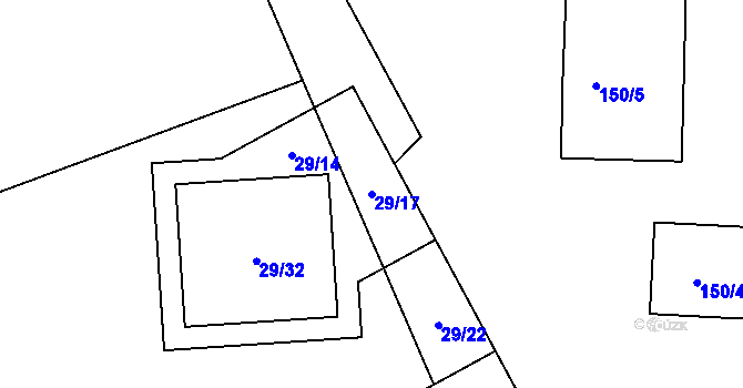 Parcela st. 29/17 v KÚ Znojmo-Louka, Katastrální mapa