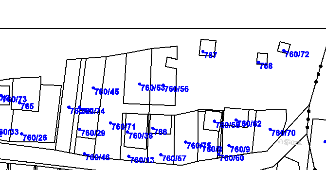 Parcela st. 760/56 v KÚ Znojmo-Louka, Katastrální mapa